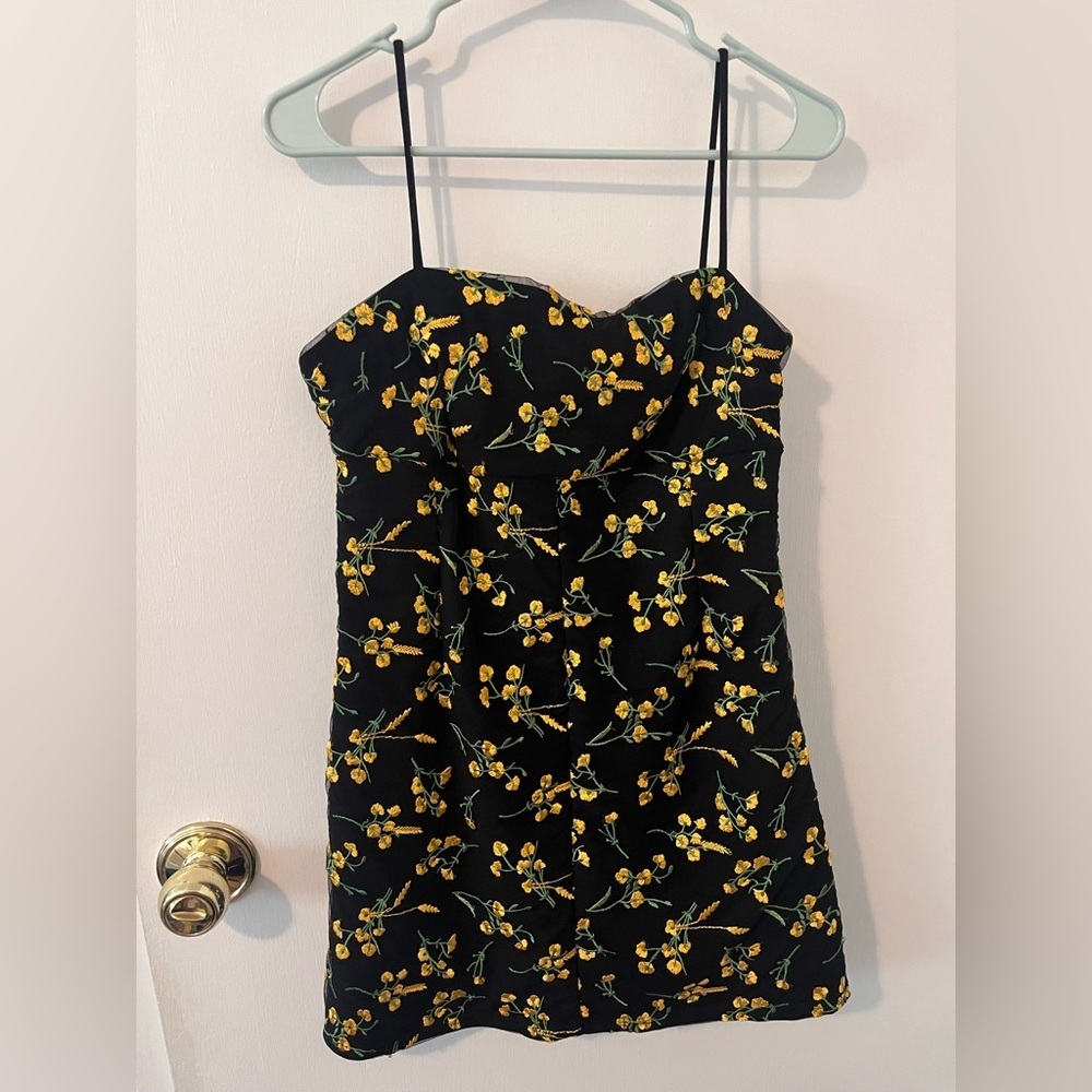 Urban Outfitters Sweet on You Floral Mini Dress Embroidered y2k 90s Black Medium